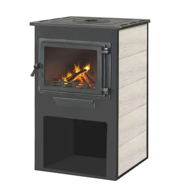 Фото Камин ЭТНА (Панорама) с плитой "Бежевый" Ø150мм в магазине Woodson