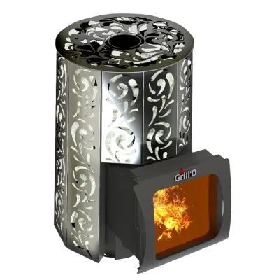 Фото Дровяная банная печь Grill'D Violet Short Window Max в магазине Woodson Фото Дровяная банная печь Grill'D Violet Short Window Max в магазине Woodson