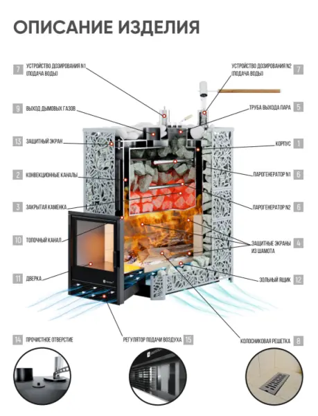 Фото Печь Изистим Ялта 15 К/2024 Пироксенит в магазине Woodson