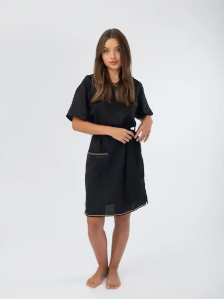 Платье банное Woodson, чёрный лён (48)