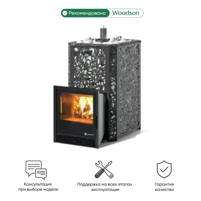 Фото Печь Изистим Ялта 35/2025 Хохлома черный  в магазине Woodson