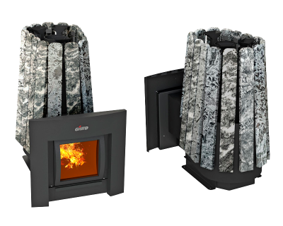 Фото Дровяная банная печь Grill'D Cometa Vega 350 Window Max Stone Pro (Серпентинит) в магазине Woodson