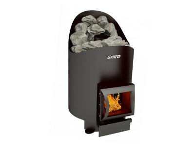 Фото Дровяная банная печь Grill'D Aurora 180 Short (дверца со стеклом) в магазине Woodson