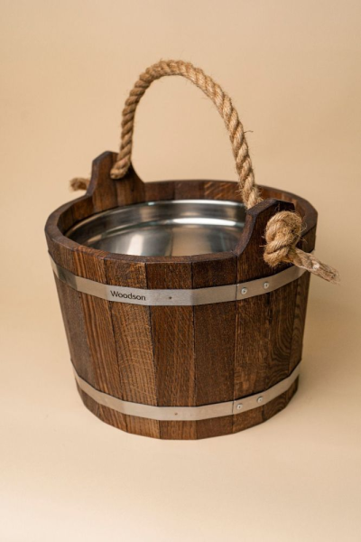 Шайка Woodson с нержавеющей вставкой, 10 л., дуб в темном