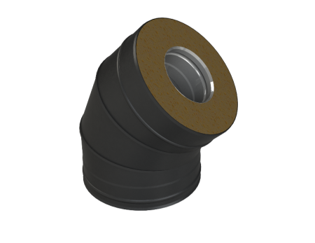 Фото Grill`D Сэндвич-отвод 45° К, AISI 430 0,8мм/ОС 0,5мм  (D115/250), черный (порошковая краска) 